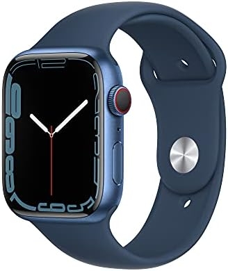 Apple Watch Series 7 [GPS + Cellular 45mm] Smart Watch w/Blue Aluminum Case with Abyss Blue Sport Band. Fitness Tracker, Blood Oxygen & ECG Apps, Always-On Retina Display, Water Resistant