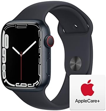 Apple Watch Series 7 [GPS + Cellular 45mm] Smart Watch w/Midnight Aluminum Case with Midnight Sport Band. Fitness Tracker, Blood Oxygen & ECG Apps, Always-On Retina Display, Water Resistant AppleCare
