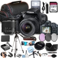 Canon EOS 2000D / Rebel T7 DSLR Camera w/EF-S 18-55mm F/3.5-5.6 Zoom Lens + 64GB Memory, Filters,Case, Tripod, Flash, Remote, and More (35pc Bundle)