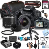 Canon EOS 2000D / Rebel T7 DSLR Camera w/EF-S 18-55mm F/3.5-5.6 Zoom Lens + 64GB Memory, Case, Gripster Tripodpod, and More (26pc Bundle)