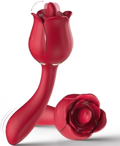 Rose Toy Vibrator for Women, Clitoral Tongue Licking Toy Mini Small Vibrators with 7 Modes & 9 Powerful Vibration, Nipples Clitorals Stimulator for Women, Tongue Licker Adult Sex Toys for Couples-Tall