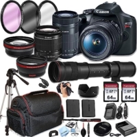 Canon EOS Rebel T7 DSLR Camera w/EF-S 18-55mm F/3.5-5.6 Zoom Lens + 55-250mm f/4-5.6 is STM Lens +420-800mm Super Telephoto Lens + 128GB Memory,Case- Professional Photo Accesory Bundle