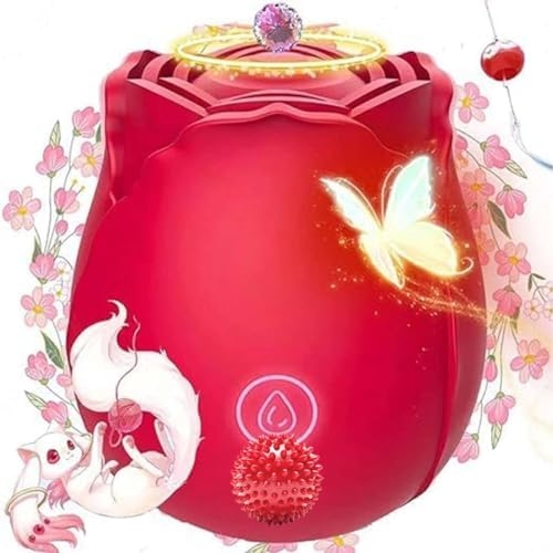 2024 New Year Gifts for Women Tools Waterproof Stimulator Quiet 10 Speed Waterproof Roses Shape Sucker for Women Holiday Gift Silicone Red YO01