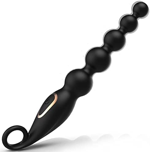 Adults Vibrating Anal Beads Butt Plug, Graduated Design Silicone Anal Vibrator with 7 Vibration Modes for Adult Men