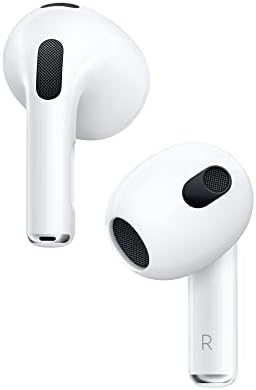 Apple AirPods (3rd Generation) Wireless Ear Buds, Bluetooth Headphones, Personalized Spatial Audio, Sweat and Water Resistant, Lightning Charging Case Included, Up to 30 Hours of Battery Life