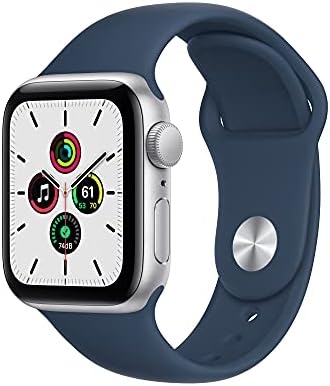 Apple Watch SE (Gen 1) [GPS 40mm] Smart Watch w/Silver Aluminium Case with Abyss Blue Sport Band. Fitness & Activity Tracker, Heart Rate Monitor, Retina Display, Water Resistant