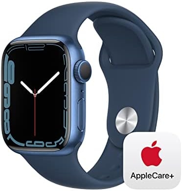 Apple Watch Series 7 GPS, 41mm Blue Aluminum Case with Abyss Blue Sport Band – Regular with AppleCare Watch Series 7 Aluminium (2 Years)