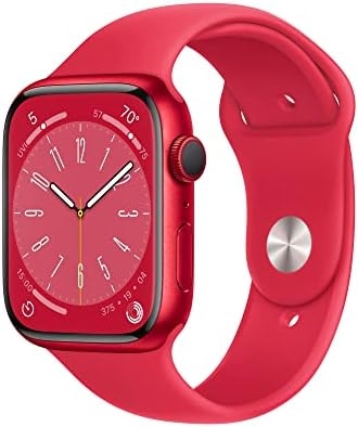 Apple Watch Series 8 [GPS 45mm] Smart Watch w/ (Product) RED Aluminum Case with (Product) RED Sport Band – M/L. Fitness Tracker, Blood Oxygen & ECG Apps, Always-On Retina Display, Water Resistant