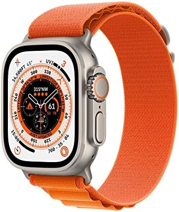 Apple Watch Ultra [GPS + Cellular 49mm] Smart Watch w/Rugged Titanium Case & Orange Alpine Loop Medium. Fitness Tracker, Precision GPS, Action Button, Extra-Long Battery Life, Brighter Retina Display