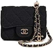 CHANEL Women’s Pre-Loved Classic Card Holder, Quilted Jers, Black, One Size