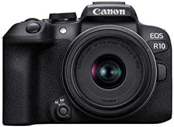 Canon EOS R10 RF-S18-45mm F4.5-6.3 is STM Lens Kit, Mirrorless Vlogging Camera, 24.2 MP, 4K Video, DIGIC X Image Processor, High-Speed Shooting, Subject Tracking, Compact, for Content Creators Black