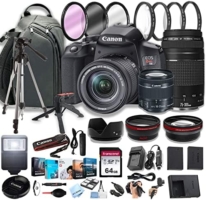 Canon EOS Rebel T8i DSLR Camera w/EF-S 18-55mm F/4-5.6 STM Zoom Lens + 75-300mm F/4-5.6 III Lens+ 64GB Memory Cards, Professional Photo Bundle (42pc Bundle)