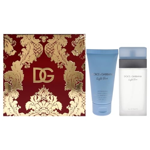 DOLCE & GABBANA Light Blue by Dolce and Gabbana for Women – 2 Pc Gift Set 3.3oz EDT Spray, 1.7oz Body Cream