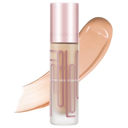 FABLOOX Nutri Veil Foundation – Hydrating and Nourishing Formula with Medium to Full Buildable Coverage Makeup – 80% Essence Luminous Finish – Skincare Makeup Hybrid – Vegan – Almond – 1.1 Fl Oz