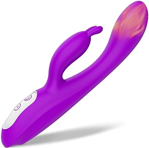 G Spot Couple Vibrator with Heating Function for Clitoris G-spot Stimulation,Waterproof Dildo with 9 Powerful Vibrations Dual Motor Stimulator for Women or Couple Fun