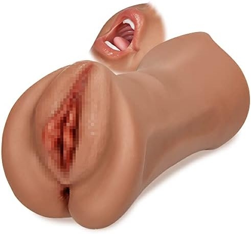 Goyha 3 In 1 Male Masturbator Realistic Pocket Pussy with Thick Labia Tight Anus and Vivid Face, Double-Ended Male Sex Toy Brown Skin for Men Masturbation, Male Maturbator Toy for Men Pleasure (brown)