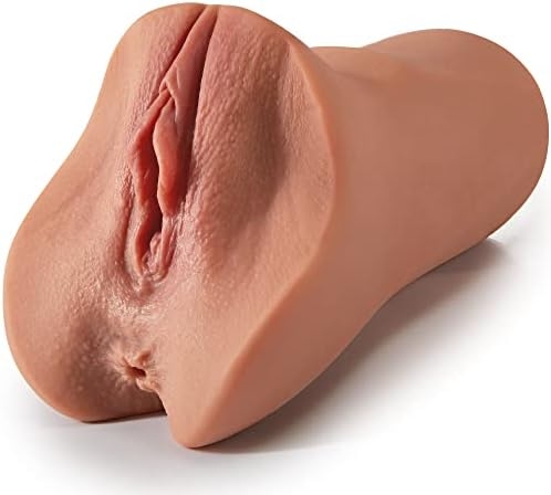 Goyha Brown Pocket Pussy with Thick Vagina Wall and Lifelike Textures, Realistic Male Masturabtors Toy with Vagina and Anal Channels, Adult Male Sex Toy with Extra Size Bulge for Men Masturbation