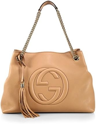 Gucci Camelia Camel Pebbled Leather Soho Shoulder Hand Bag Tassel