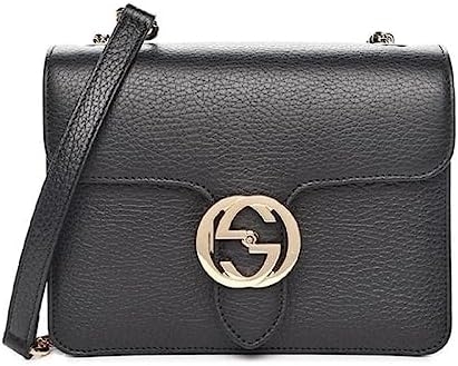 Gucci Interlocking BLACK Marmont Leather Silver Handbag Italy Chain 510304 NEW