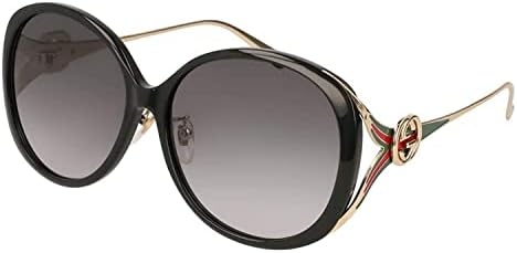 Gucci Oval Sunglasses GG0226SK 001 Black/Gold 60mm 0226