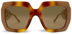 Gucci Square Chain Sunglasses GG1022S 003 Ivory/Havana 54mm 1022