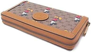 Gucci Web Beige Gg Canvas/Brown leather Long Wallet 353651 Zip Around