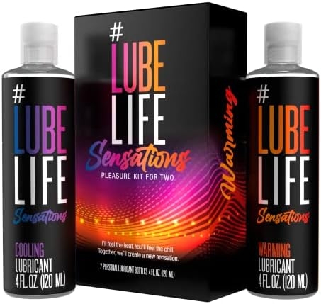 Lube Life Sensations Pleasure Kit Water Based Cooling & Warming Personal Lubricant, for a Tingling and Invigorating Intimate Experience, Lube for Men, Women & Couples, 4Fl Oz (Pack of 2)
