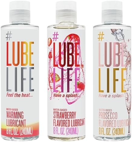 Lube Life Warm & Toasty Bundle, Warming Sensation with Strawberry & Prosecco Flavored Water-Based Personal Lubricants for Men, Women and Couples, Made Without Added Sugars