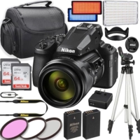 Nikon COOLPIX P950 Digital Camera with LED Video Light + 2PC 64GB Memory Card + Tripod + Case & More