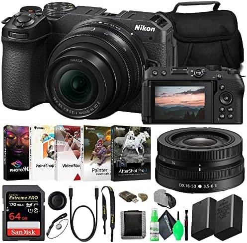 Nikon Z30 Mirrorless Digital Camera with 16-50mm Lens (1749) Bundle with 64GB Extreme PRO Card + EN-EL25 Extra Battery + Corel Photo Software + Camera Bag + Cleaning Kit + More