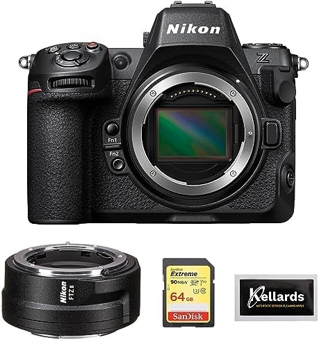 Nikon Z8 Mirrorless Camera (1695) Bundle with Nikon FTZ II Mount Adapter, 64GB Extreme Memory Card, and 5-Pack Wipes