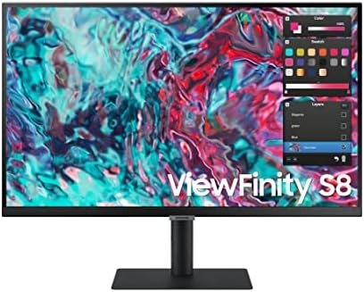 SAMSUNG 27-Inch ViewFinity S8 Series 4K UHD High Resolution Monitor, IPS Panel, 60Hz, Thunderbolt 4, HDR 10+, Built-In Speakers, Height Adjustable Stand, S27B804TGN, 2022, Black