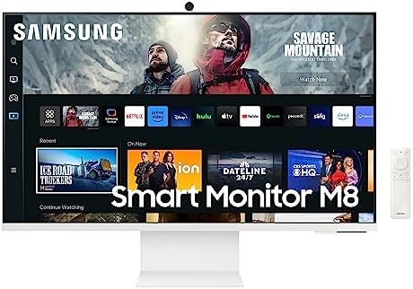 SAMSUNG 32″ M80C UHD HDR Smart Computer Monitor Screen with Streaming TV, Slimfit Camera Included, Wireless Remote PC Access, Alexa Built-in (LS32CM801UNXZA),Warm White