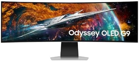 SAMSUNG 49″ Odyssey OLED G9 (G95SC) Series Curved Smart Gaming Monitor, 240Hz, 0.03ms, G-Sync Compatible, Dual QHD, Neo Quantum Processor Pro, LS49CG954SNXZA, 2023