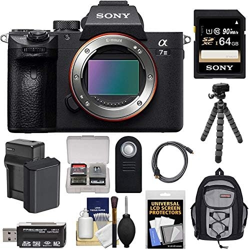Sony Alpha A7 III 4K Digital Camera Body with 64GB Card + Battery & Charger + Backpack + Flex Tripod + Remote + Kit