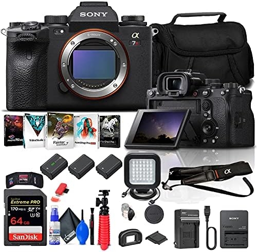 Sony Alpha a7R IIIA Mirrorless Digital Camera (Body Only) (ILCE7RM3A/B) + 64GB Memory Card + Corel Photo Software + Case + 2 x NP-FZ100 Compatible Battery + Card Reader + More (Renewed)