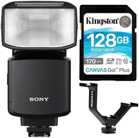 Sony HVL-F60RM2 Wireless Radio Flash Bundle with 128GB SD Card and Triple Shoe Bracket (3 Items)