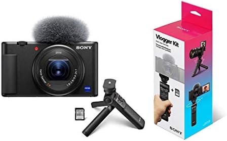 Sony Sony ZV-1 Compact 4K HD Camera – with Sony ACCVC1 Vlogger Accessory Kit with Wireless Bluetooth Grip/Tripod (GP-VPT2 BT) and 64GB UHS-II SD Card (SF-E64/T1)