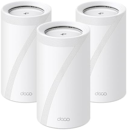 TP-Link Quad-Band WiFi 7 BE33000 Whole Home Mesh System (Deco BE95) | 16-Stream | 2 × 10G + 2 × 2.5G Ports Wired Backhaul, 12 × High-Gain Antennas | VPN, AI-Roaming, 4×4 MU-MIMO, HomeShield (3-Pack)