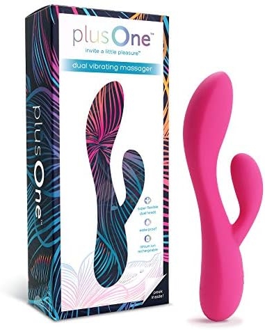 plusOne Dual Rabbit Vibrator for Women – Made of Body-Safe Silicone, Fully Waterproof, USB Rechargeable – Dual Vibrating Massager with 10 Vibration Settings
