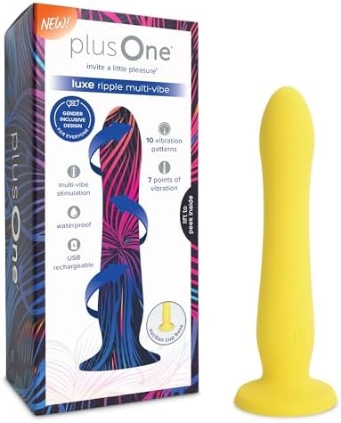 plusOne Luxe Ripple Multi Vibe – Vibrating Massager, Vibrating Dildo, 7 Vibration Modes, Rechargeable, Waterproof, Suction Cup Base, Body Safe Silicone