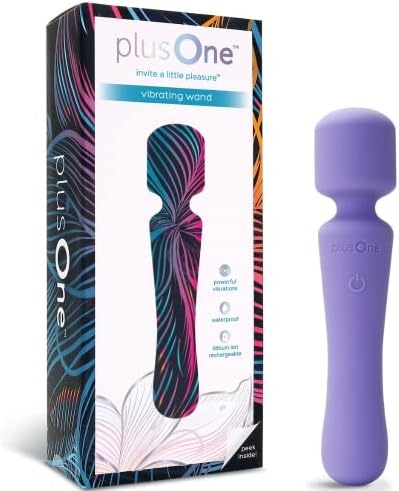 plusOne Wand Vibrator for Muscle Relaxation – Made of Body-Safe Silicone, Fully Waterproof, USB Rechargeable – Handheld Massager with 10 Vibration Settings, Purple